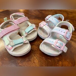 BUNDLE- 2 Pairs Kids Pastel Multi-Color Sandals - H&M/Cat&Jack Size 5